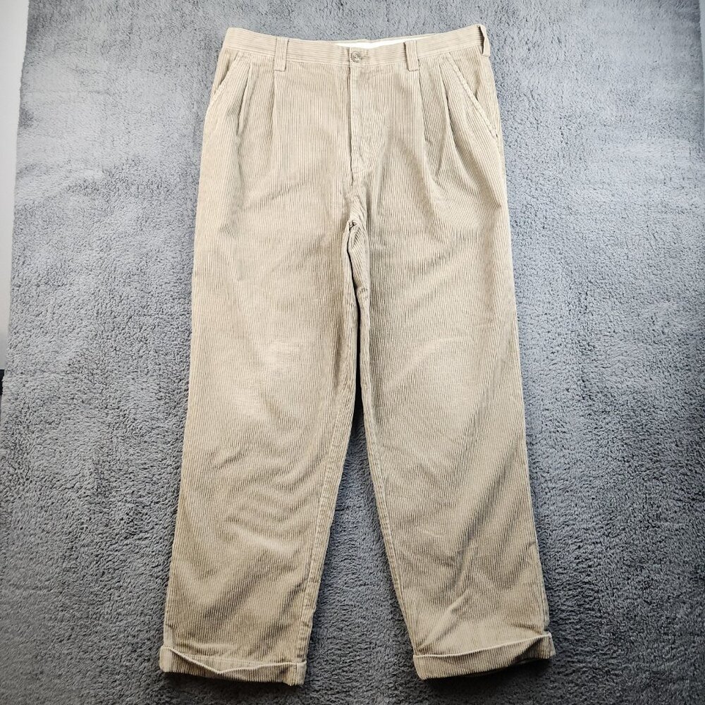 Croft & Barrow Corduroy Cords Pants Men’s Size 36x32 Pleated Cotton Blend Cuffed
